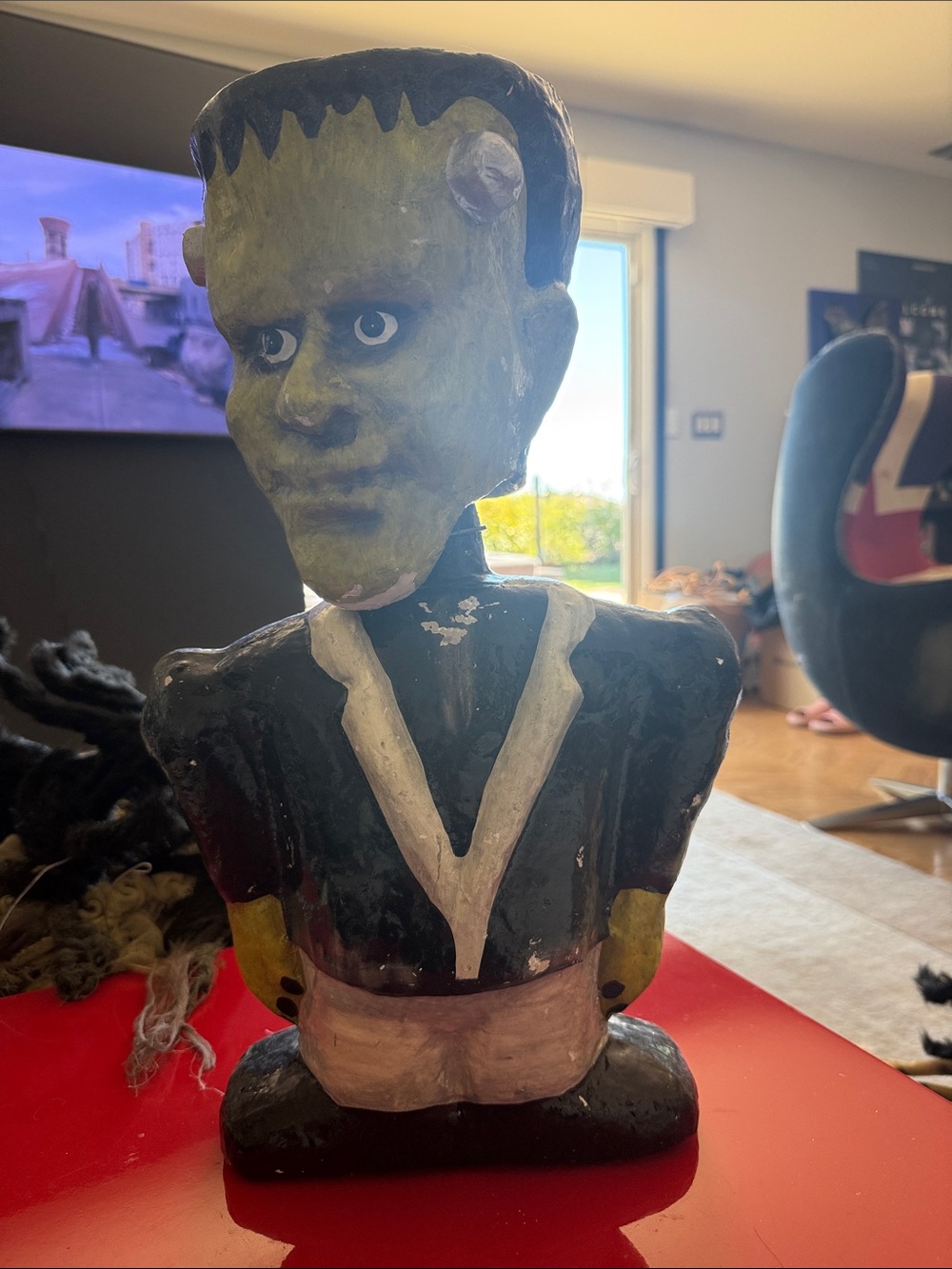 Hand-Painted Green Frankenstein Bust Home Art Figurine